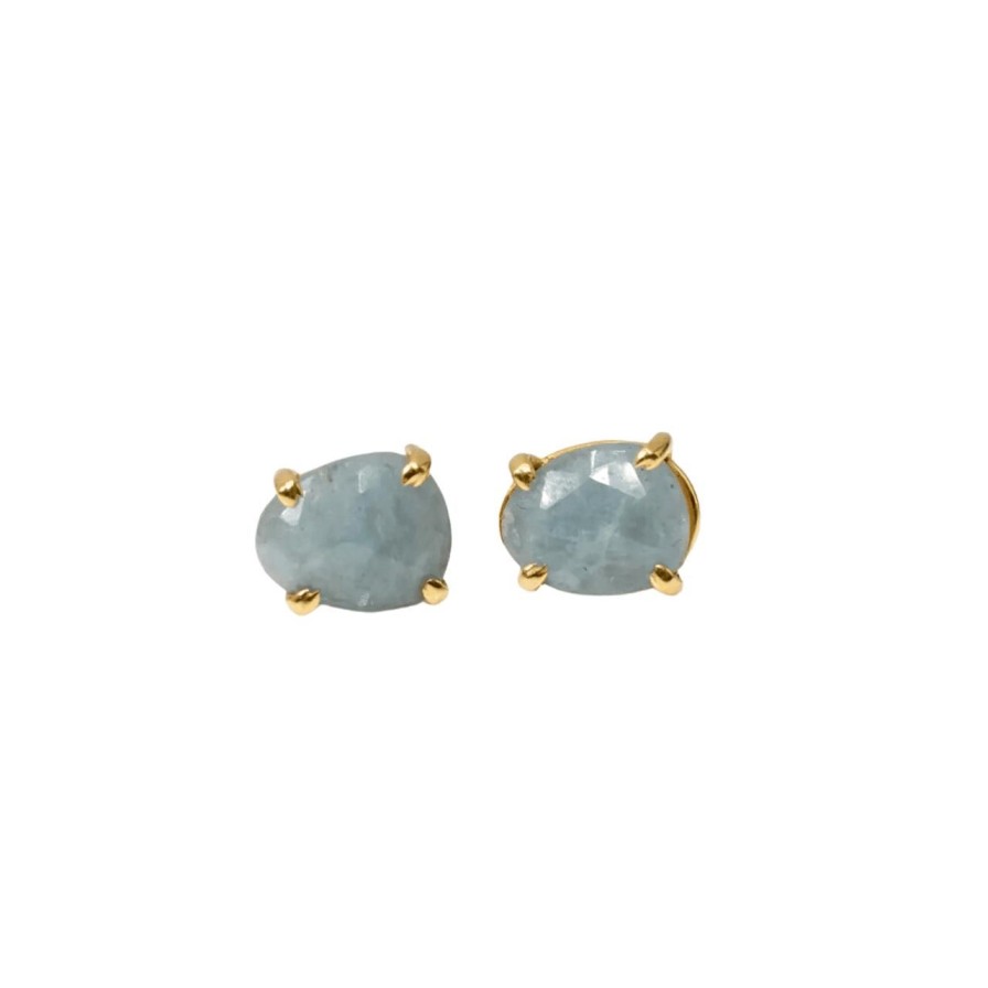 Lifestyle Perch Home | Aquamarine Freeform Prong Earring