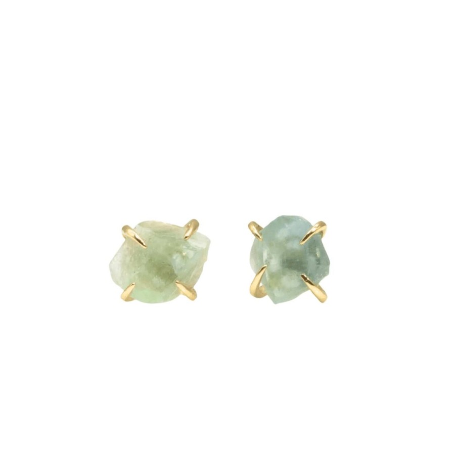 Lifestyle Perch Home | Green Fluorite Raw Prong Earring