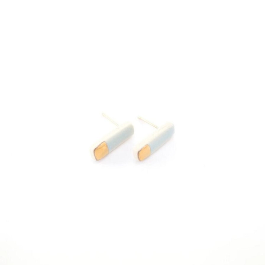 Lifestyle Perch Home | Tiny Reed Studs|Blue/Gold