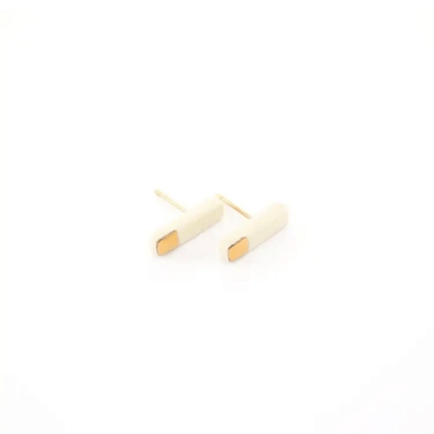 Lifestyle Perch Home | Tiny Reed Studs|White/Gold