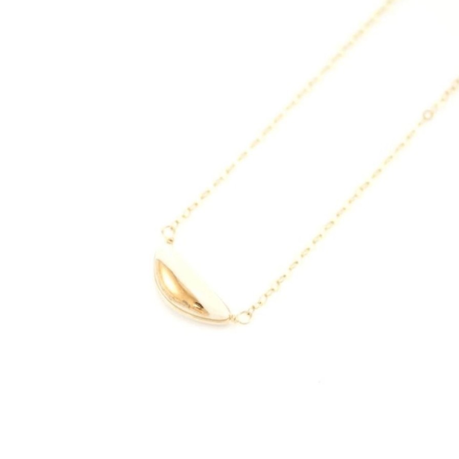 Lifestyle Perch Home | Teeny Half Pebble Necklace|White/Gold